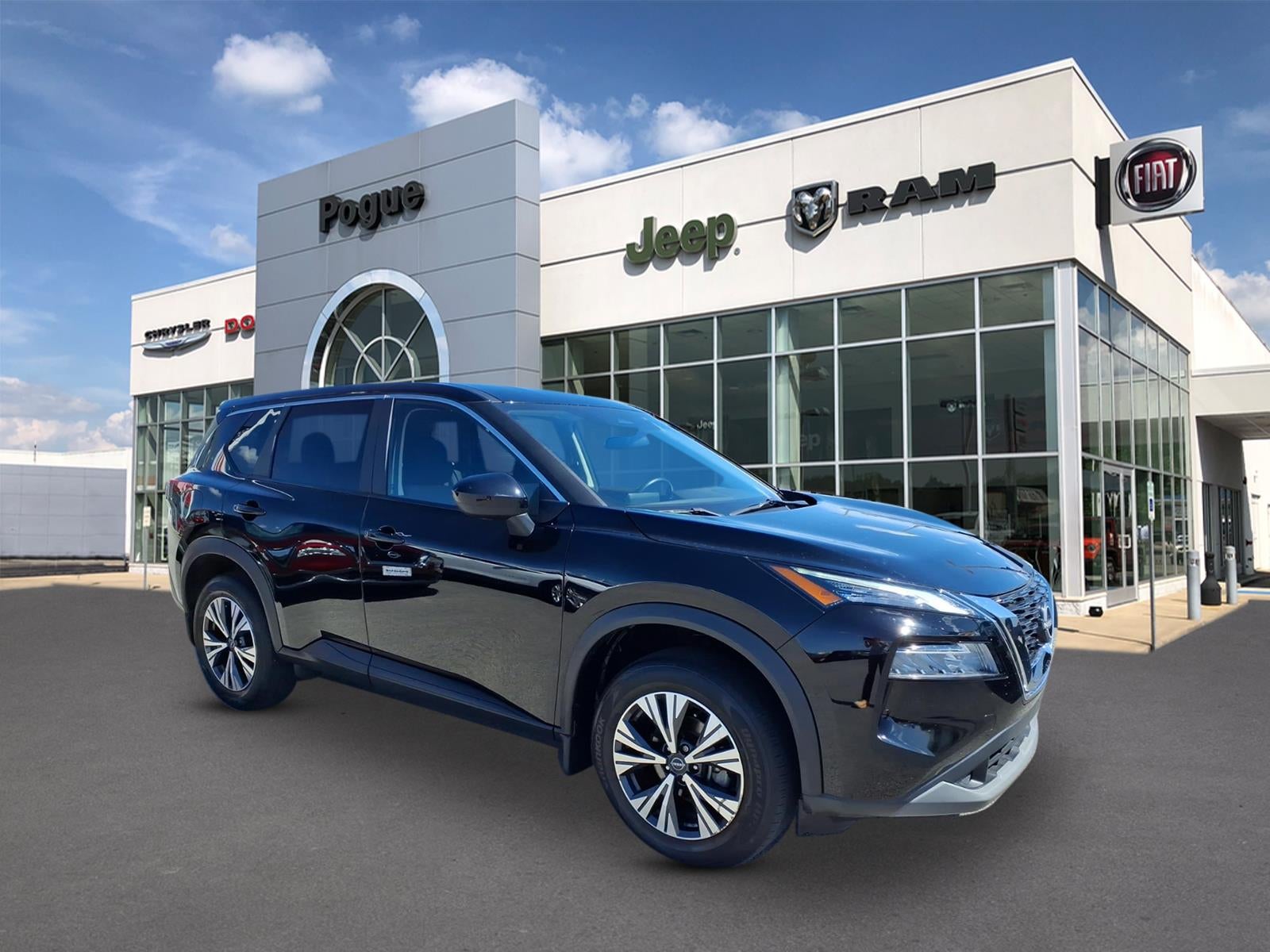 2023 Nissan Rogue SV Intelligent AWD in Black — front three-quarter view