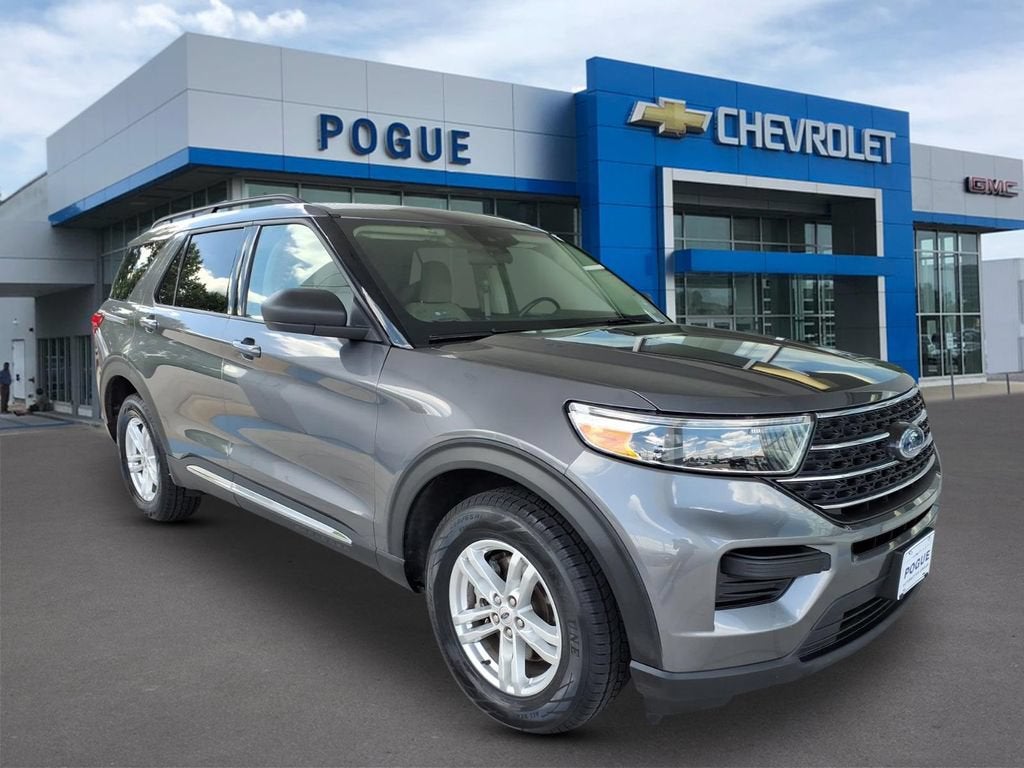 2022 Ford Explorer XLT in Gray — front three-quarter view