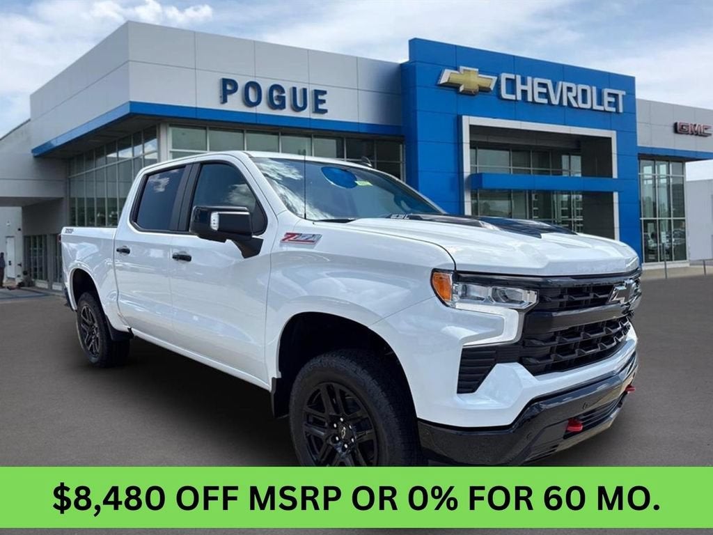 2026 Chevrolet Silverado 1500 LT Trail Boss in Summit White — front three-quarter view