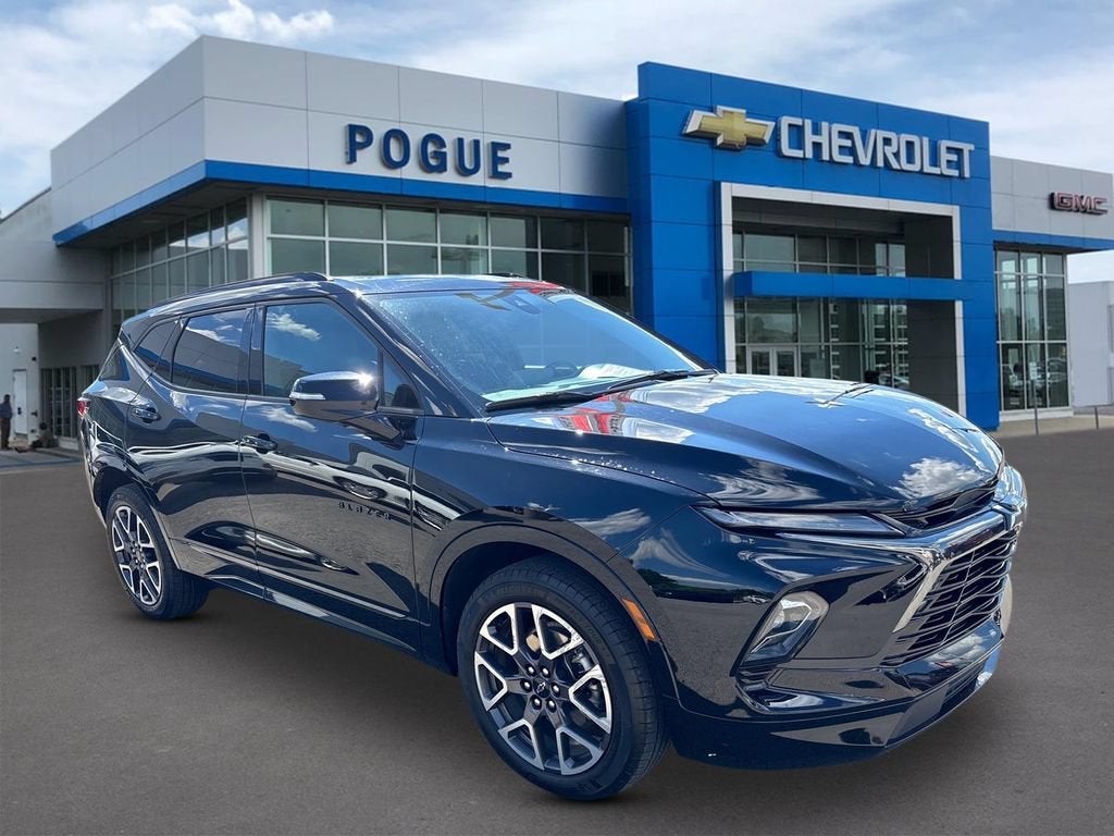 2025 Chevrolet Blazer RS in Black — front three-quarter view