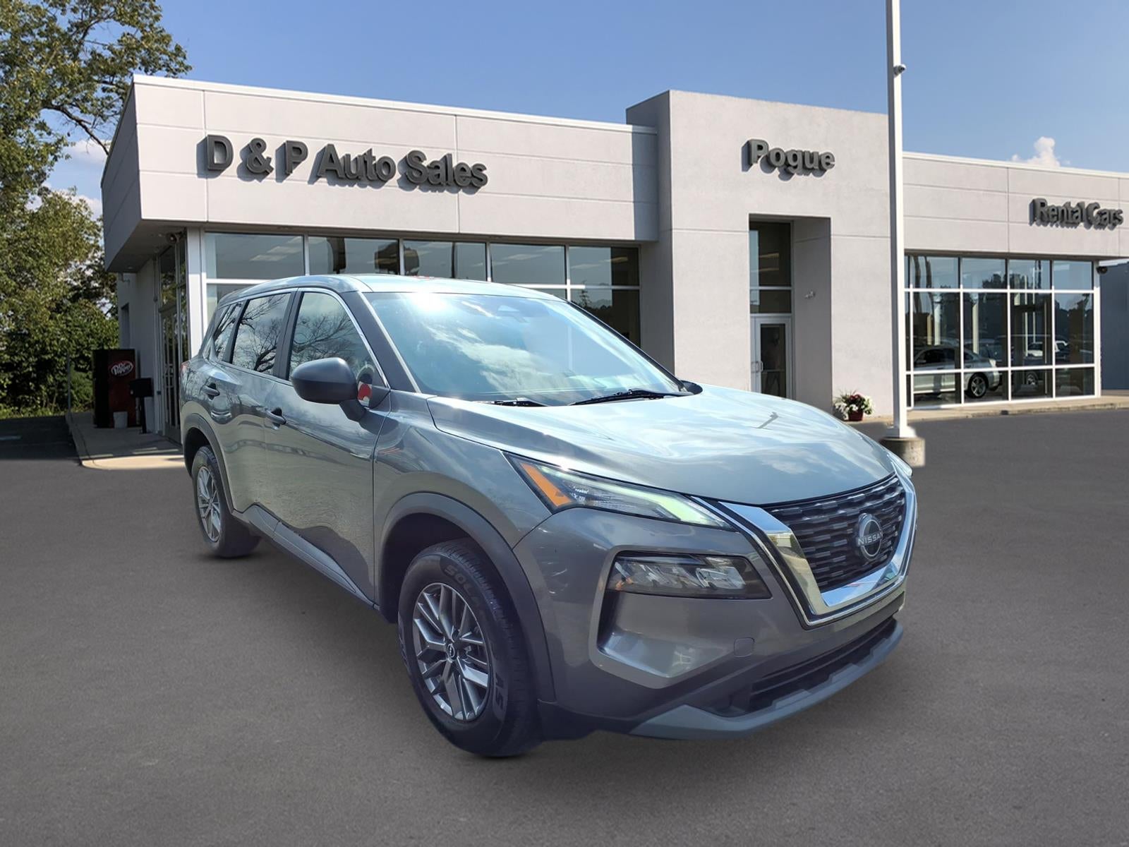 2023 Nissan Rogue S in Gun Metallic — front three-quarter view